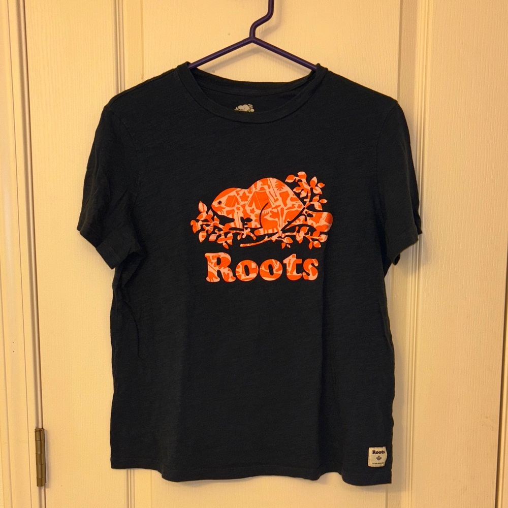 Roots Tee with Vibrant Orange Graphic